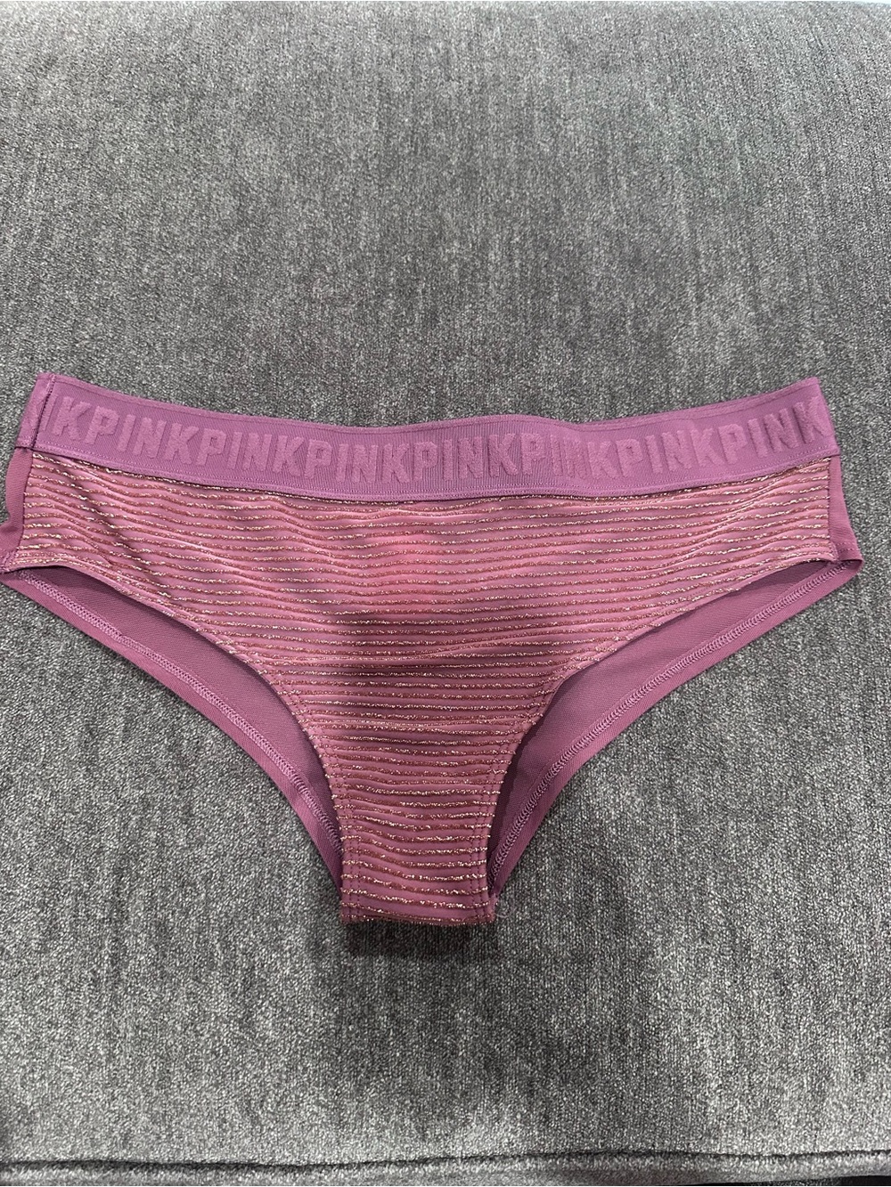 PINK Victoria's Secret Mauve Ribbed Hipster Panty with Metallic Threads